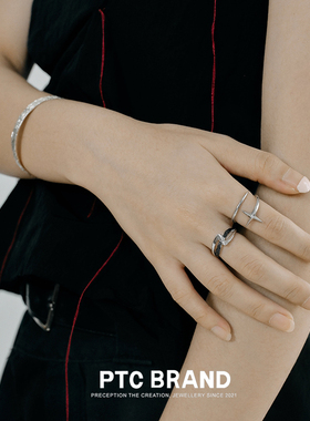 十字流星纯银戒指极简先锋感