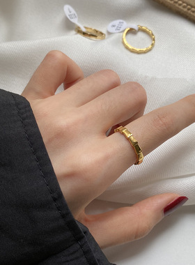 不掉色防过敏竹节戒指