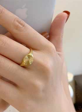 欧美潮牌复古金色ins圆形花朵