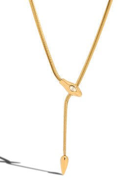 欧美新款高级感时尚金色蛇骨锆石蛇骨项链女小众轻奢锁骨链毛衣链