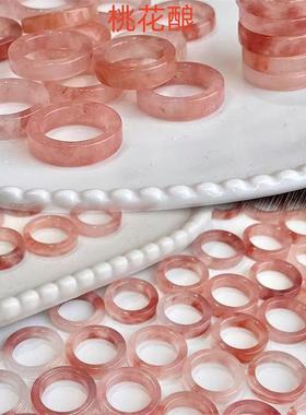 本命年新疆桃花酿女款戒圈指天山翠瑙素圈情侣男女戒指玉石方戒跑