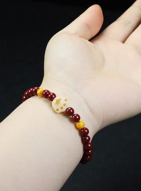 本命年朱砂手链女雄黄砂单圈手串上岸考公莲花高含量手链in礼物