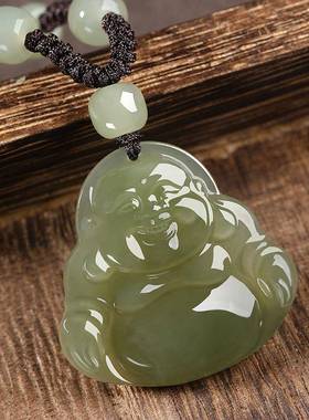 本命年保真和田玉弥勒佛吊坠女玉佛头玉坠项链小佛公玉石玉佩挂件