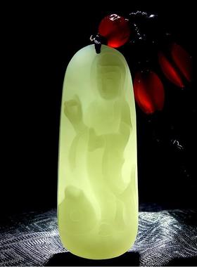 本命年新疆和田玉观音牌子精雕和田玉站观音菩萨玉坠礼物