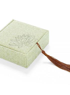 本命年古风亚麻印花玉手镯挂件盒子文玩手串饰品包装礼盒礼物