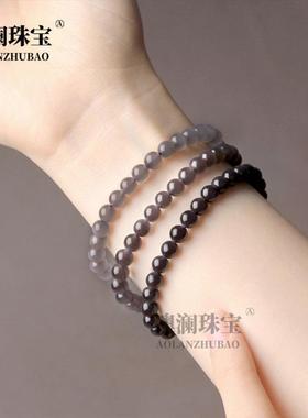 本命年和田玉手串女男紫手镯玉珠子散珠串珠素圈玉石和田玉紫手链