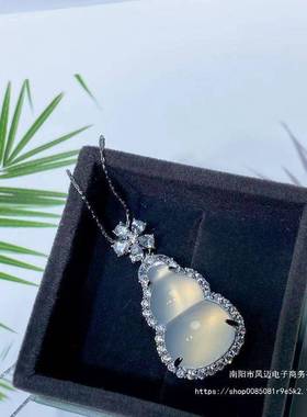 本命年高冰925银镶嵌绿玉髓葫芦吊坠玛瑙福禄玉石项链挂件礼物