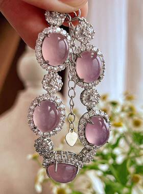 本命年粉玉髓手链玛瑙手链雪花款小红色穿搭女朋友礼物