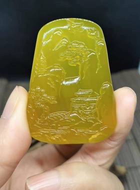 本命年高冰种白玉髓绿玉髓山水牌翡翠绿色阳绿色玛瑙毛衣链挂坠礼