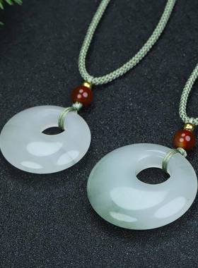 本命年天山翠吊坠飘花翠玉平安扣桃花酿祥云如意锁平安牌挂件礼物