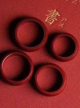 本命年原矿朱砂戒指紫砂素圈男女红色指环戒圈礼物