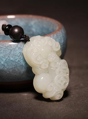本命年新疆和田玉白玉貔貅吊坠男女项链玉石招财转运情侣款挂件饰