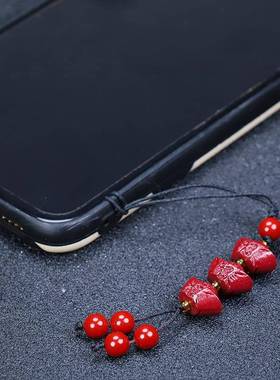 本命年链朱砂五帝钱佛头手机链编绳手机挂绳挂件礼物