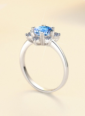 莫桑石1克拉情侣订婚结婚戒六芒星跨境925纯银戒指女