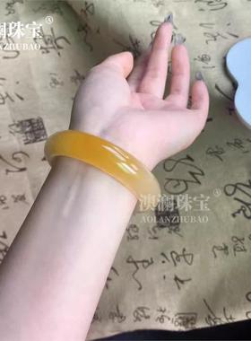 本命年黄龙玉手镯玉镯丝玉镯子玉镯半山半水桂花酿手镯女款玉镯礼