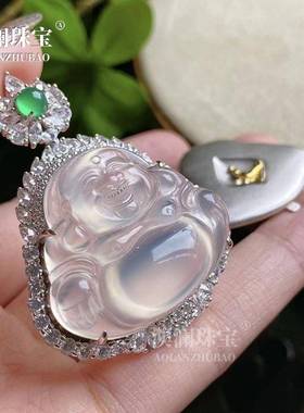 本命年白玉髓大肚佛吊坠高冰种佛公玉石吊坠新中式国风项链925银