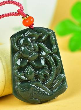 本命年新疆和田玉青玉吊坠关公佛菩萨挂件造型男女通用礼物