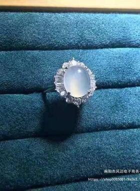 本命年翡翠色镶嵌帝王绿戒面戒指高冰玉髓戒指玉石玉礼物