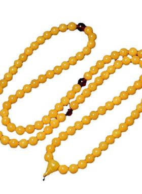 本命年蜜蜡琥珀主法108颗佛珠珀蓝珀方丈法师念珠僧人配饰燕尾流