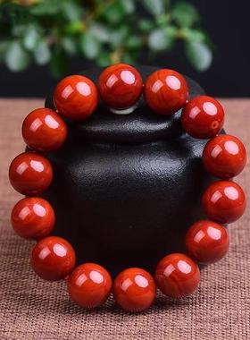 本命年四川保山南红色玛瑙手链108颗圆珠云南川红佛珠柿子红男女
