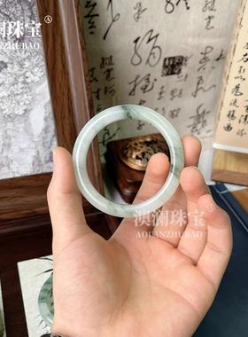 本命年丝玉高冰手镯天翠山飘花玉镯新疆翠玉雪域雪翠女士手镯礼物
