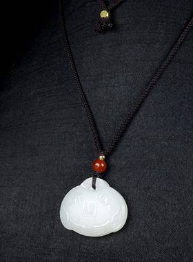 本命年新疆和田玉福锁吊坠男女款白玉福锁如意宝宝锁礼物