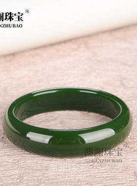 本命年外蒙料手镯新疆合成料菠菜绿碧玉手镯合成料手镯礼物