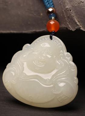 本命年和田玉弥勒佛吊坠女大肚佛笑佛项链玉坠挂件转运玉石玉佩礼