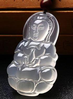 本命年玉髓观音佛吊坠白玉髓佛公项链玛瑙平安扣四季豆礼物