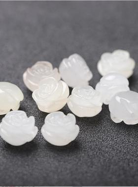 本命年新疆戈壁玉玫瑰花散珠东陵玉花朵丝玉手链项链配饰礼物