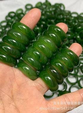 本命年和田玉碧玉阳绿戒指扳指跑环料子细腻密度好礼物