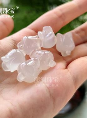 本命年白玉髓风铃花挂件冰透玛瑙铃兰花车挂配饰吊坠礼物