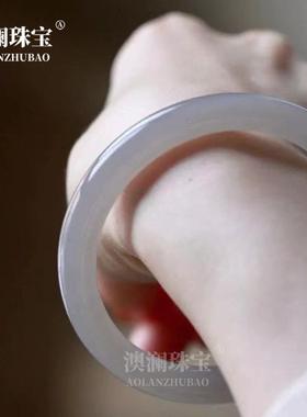 本命年外蒙料青海老料和田玉紫圆条手镯灰色玉镯美人条冰种紫罗兰