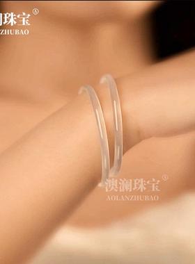 本命年国风冰种玉髓白月光叮当镯玛瑙手镯手链女款荔枝冻新中式节