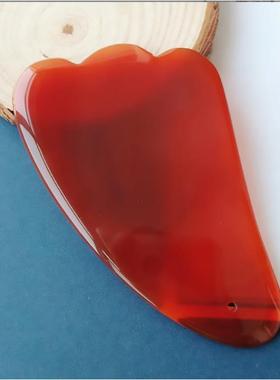 本命年红玛瑙玉石刮痧板玉髓U形经络按摩器太极鱼形玉石刮痧片礼