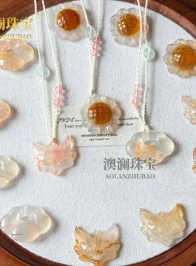 本命年高冰龙纹祥云玉锁龙纹玛瑙玉髓狐狸面具吊坠新中式旗袍汉服