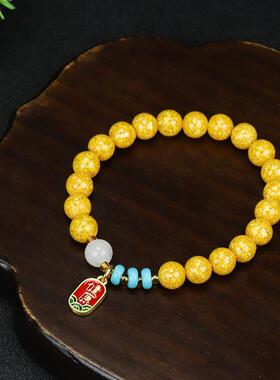 本命年链朱砂手链女雄黄砂8mm手串间首饰礼物