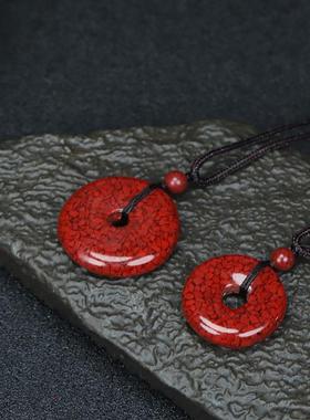 本命年原矿朱砂晶体砂平安扣吊坠男高含量无事项链挂件女夏礼物