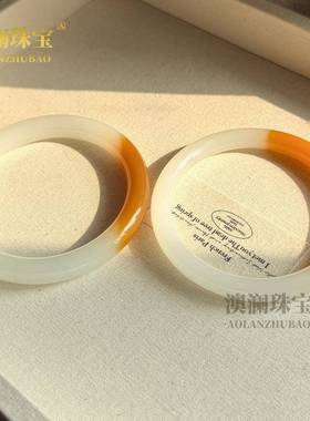 本命年外蒙料新疆和田黄白色羊脂玉石手镯女士款玉镯子时尚百搭贵