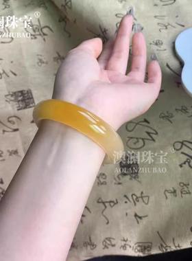 本命年黄龙玉手镯玉镯丝玉镯子玉镯半山半水桂花酿手镯女款玉镯礼