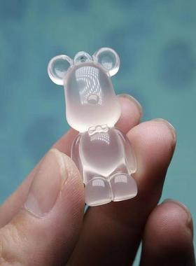 本命年白玉髓暴力熊吊坠可爱小熊卡通动物手机手机挂坠钥匙包挂配