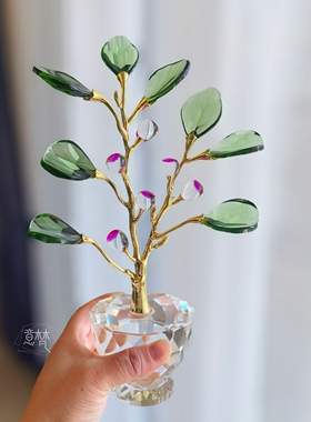 轻奢水晶菩提树发财树摆件送礼
