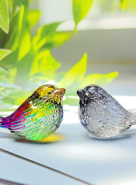 可爱玻璃小鸟动物小摆件