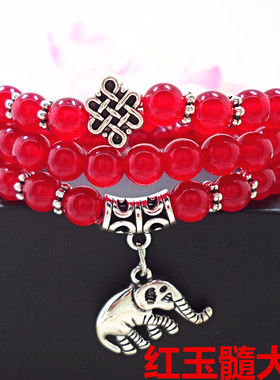 石榴石手链旺夫石红虎貔貅吊坠