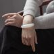 Hotan Jade Qingshui Women's Tire Style Blue and White Jade Bracelet