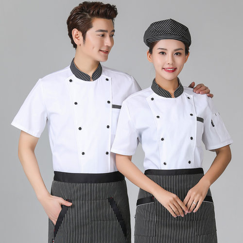 新款厨师工作服蛋糕房烘培师男女长短袖吸汗透气餐饮夏季后厨工装 - 图1