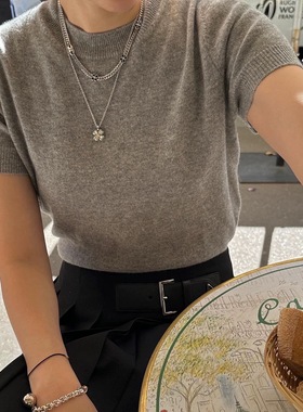 韩国代购小众设计师S_S.IL  四叶草珍珠项链饰品 ssil