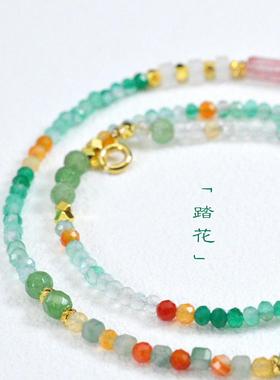 原创混搭国风项链踏花天然玛瑙