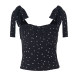 ຄວາມຮັກສົດຂະຫນາດນ້ອຍພິມ lace-up top ສໍາລັບແມ່ຍິງທີ່ມີ knot bow