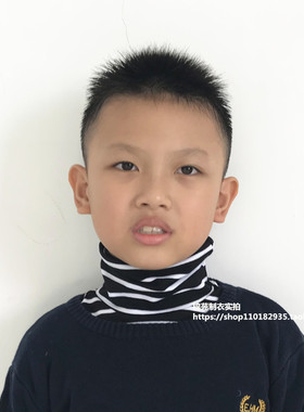 儿童假领子高领男童条纹女童保暖